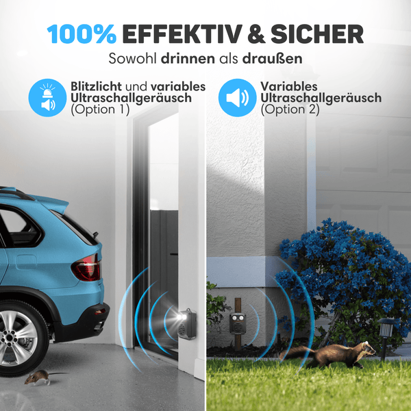 Vulpes Goods Marderschreck PRO V3 – Schädlingsvertreiber – Marderabwehr – 100 % Wasserdicht – Kabellos – 2 Stück