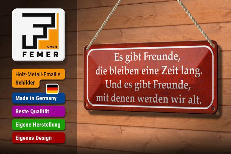 Blechschild Spruch 27x10cm es gibt Freunde mit denen alt Dekoration