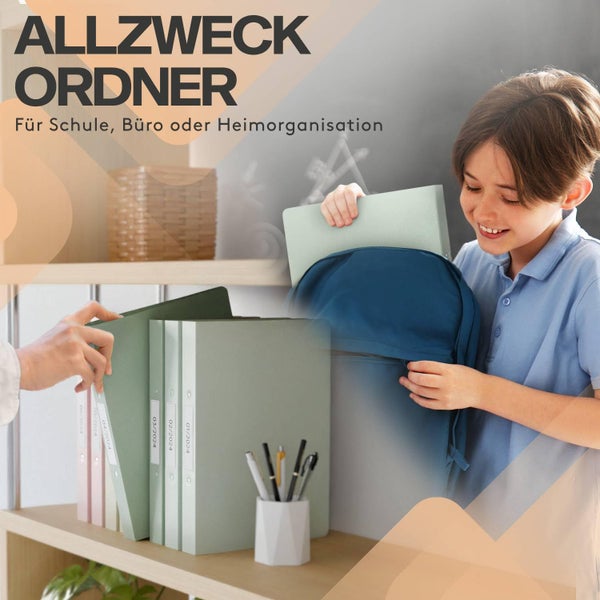 ACROPAQ - 8 x Ringbuch A4 - Mit 2 Ringen, Mit Rückenetiketten, Rückenbreite 3,5 cm, Erde, Natur Farbkollektion - Ringhefter, Ringordner, Ordner A4 Schmal, Ringmappe A4, Schulordner