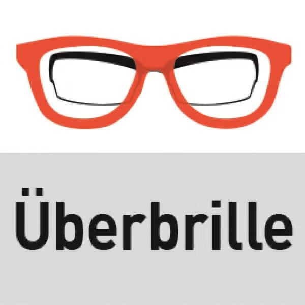 Symbol Überbrille, geeignet für Brillenträger.