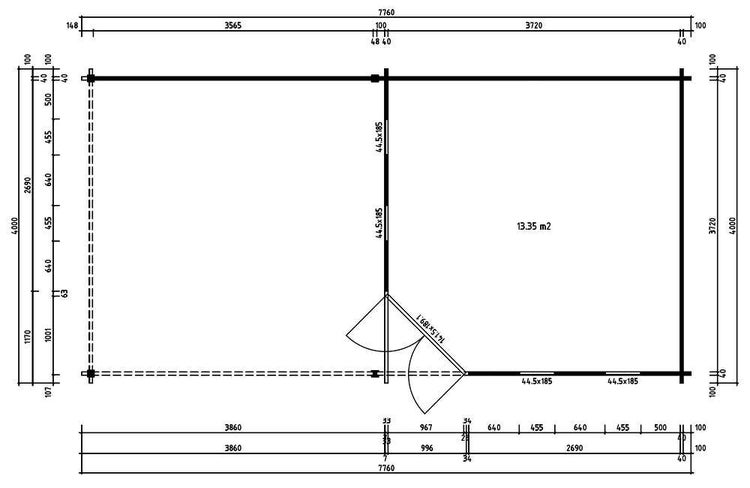Alpholz 5-Eck Gartenhaus Nancy-40 Gartenhaus aus Holz, Holzhaus mit 40 mm Wandstärke inklusive Schleppdach Blockbohlenhaus, Naturbelassen 7,8x4m