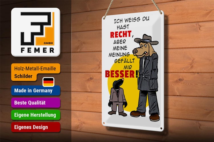 Blechschild Spruch 20x30cm meine Meinung gefällt mir besser