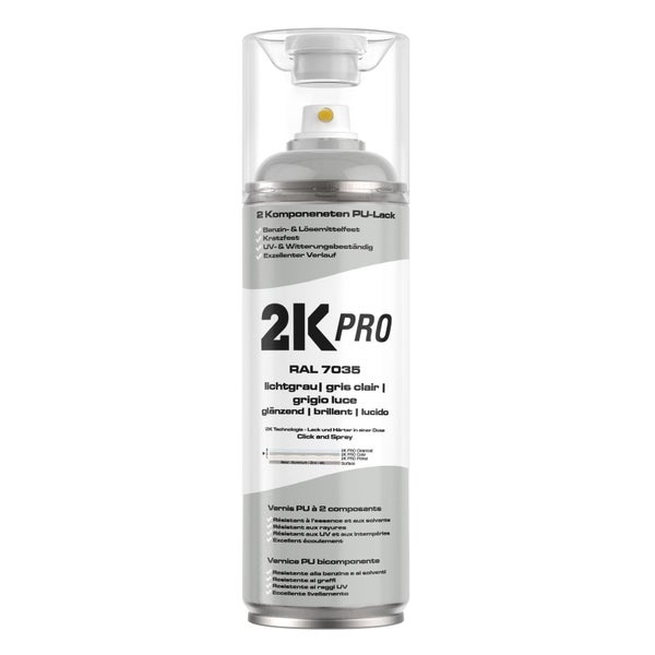 2K PRO 2 Komponenten Sprühfarbe 400ml RAL7035 Lichtgrau Glanz