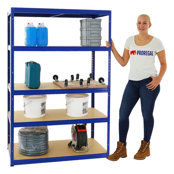 PROREGAL Schwerlastregal Big Elephant M HxBxT 180 x 120 x 60 cm Fachlast 250 kg Blau