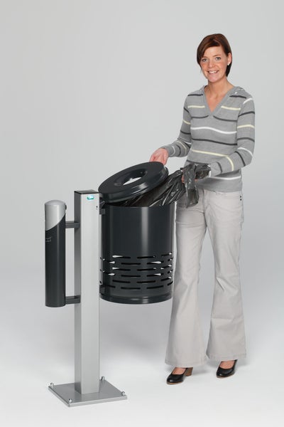 PROREGAL Kombiascher Mit Standfuß Bodenplatte HxBxT 101 x 36 x 36 cm Verzinkter Stahl Anthrazit Anthrazit