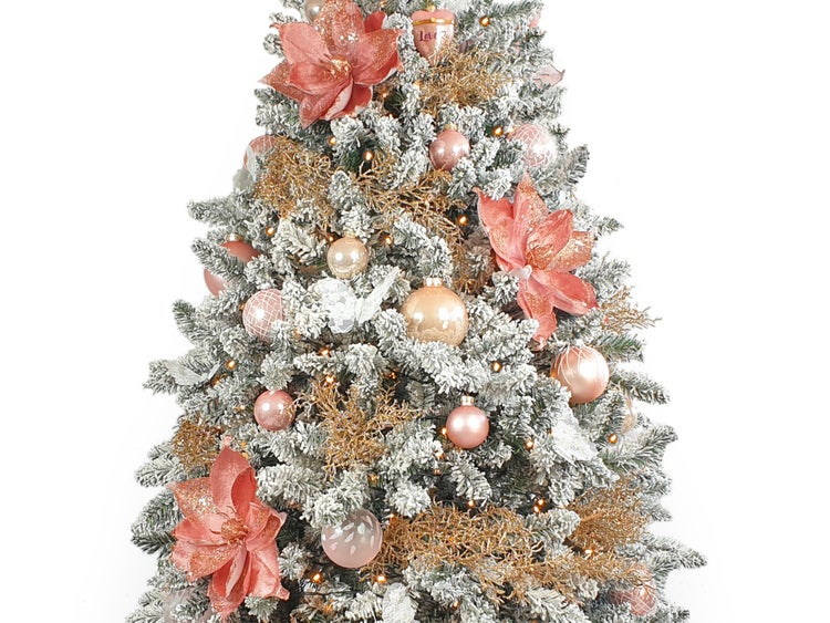 Geschmückter künstlicher weihnachtsbaum mit 94 Stk Kugeln CHRISTMAS ROMANCE 210 cm mit Metallständer