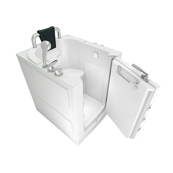 Begehbare Badewanne mit offener Tür und Sitzgelegenheit