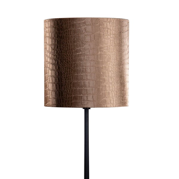 Stehlampe mit Lampenschirm im Krokodilleder-Design