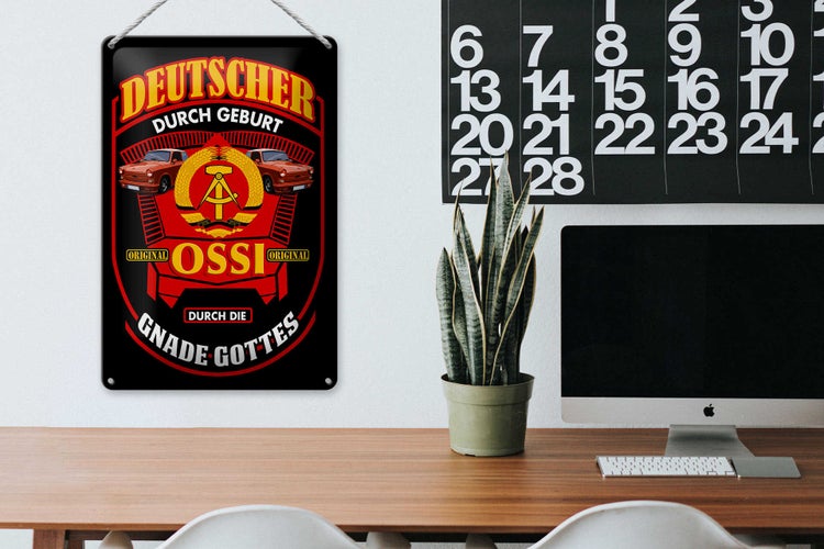 Blechschild Spruch 20x30cm Deutscher durch Geburt Ossi