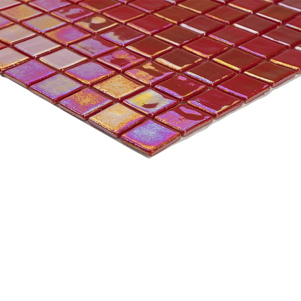 Quadratisches Glasmosaik Fliesennetz mit irisierender Oberflaeche fuer Wandverkleidungen