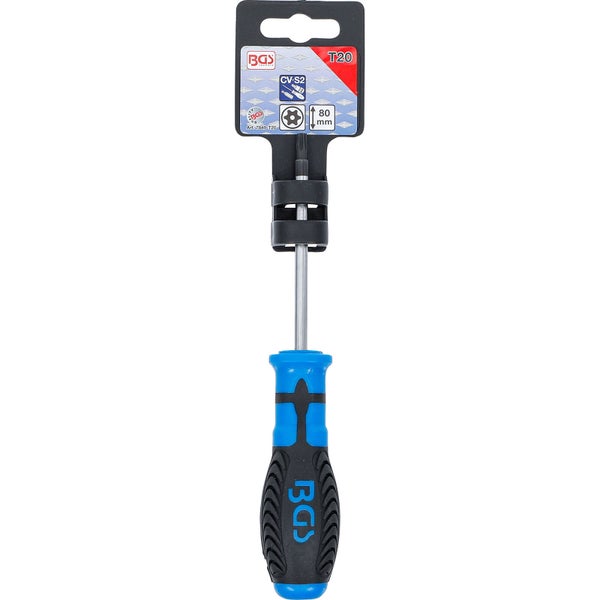 BGS Schraubendreher T-Profil (für Torx) mit Bohrung T20 Klingenlänge 80 mm - 7849-T20