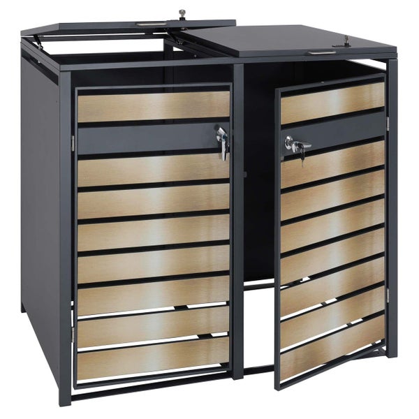 Mülltonnenbox für zwei Mülltonnen mit abschließbaren Türen