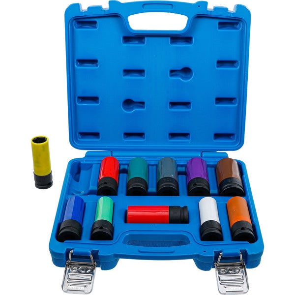 Steckschlüsselsatz mit Ratsche und verschiedenen Aufsätzen in einer Werkzeugtasche