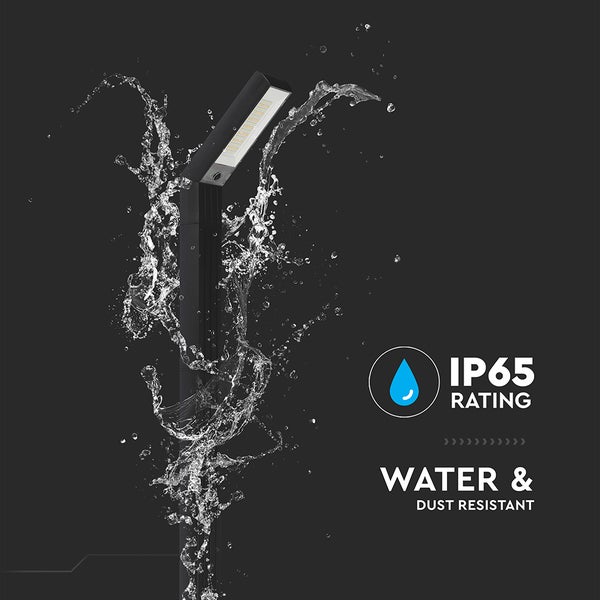 Gartenleuchte mit Wasserspritzern und Schutzart IP65.