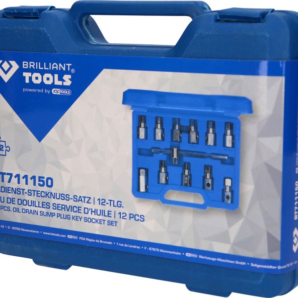 Brilliant Tools Ölablass-Stecknuss-Satz, 12-teilig im blauen Koffer