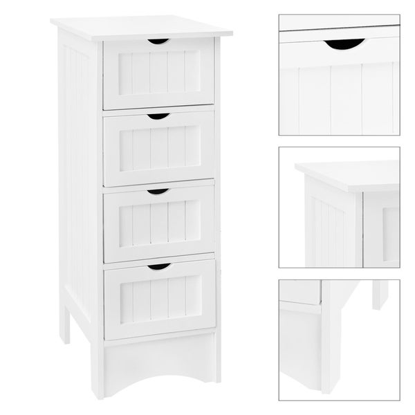 ML-Design Badezimmerschrank Weiß, 30x81x30cm, Schmaler Badschrank mit 4 Schubladen, viel Stauraum, freistehend, Landhausstil, Badkommode aus MDF-Holz, Badezimmer Kommode, Aufbewahrungsschrank Badmöbel