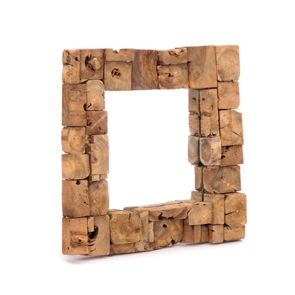 Wandspiegel  Mosaik 50x50cm Massivholz naturfarben