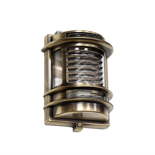 Bronzefarbene Wandleuchte mit transparentem, geriffeltem Lampenglas