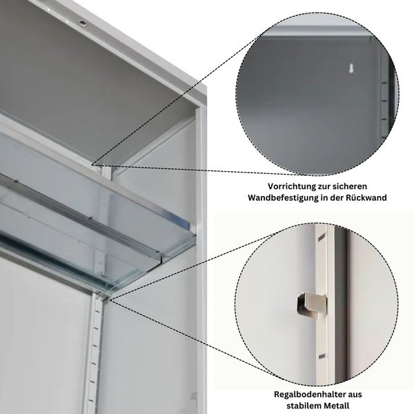 PROREGAL Stahlschrank Bee 4 Fachböden HxBxT 195 x 92 x 60 cm Verzinktes & Verstärktes Fachbodenmaterial Grau & Blau