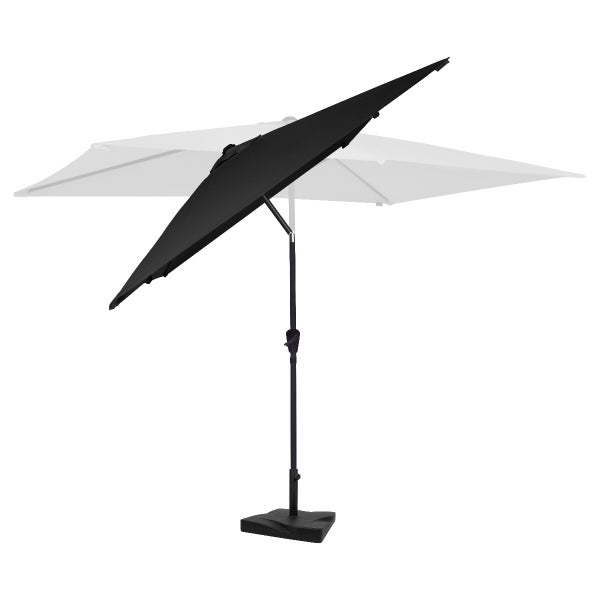 VONROC Premium Sonnenschirm rechteckig mit Ständer - Sonnenschutz mit Schirmständer Terrasse, Balkon & Garten - Sonnenschirm groß 200X300CM inklusive Schutzhülle - Rapallo Schwarz