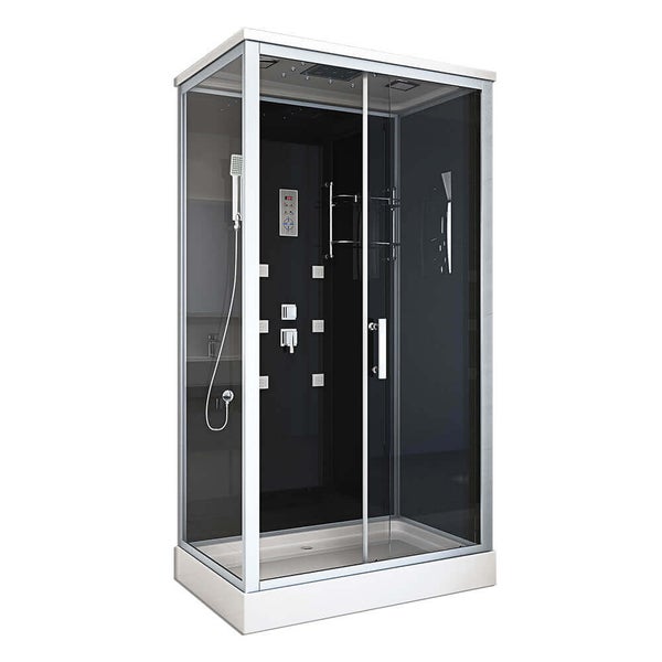 Home Deluxe - Komplettdusche WAVE XL - Schwarz, Maße: 120 x 80 - inkl. Radio, Regendusche und komplettem Zubehör I Fertigdusche, Dusche, Duschtempel