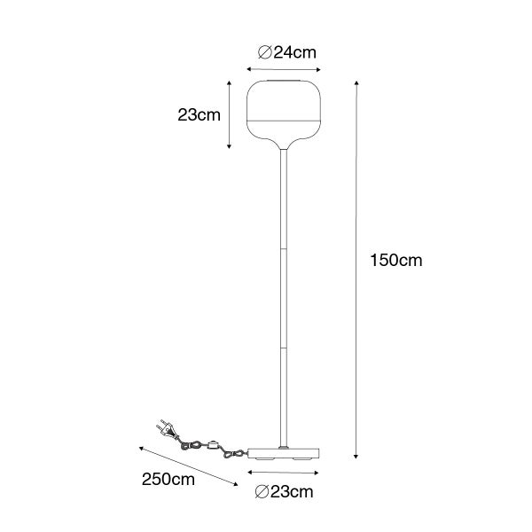 Stehleuchte mit Glasschirm und Leuchtmittel