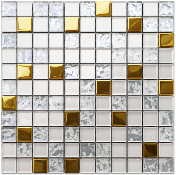 Glasmosaik auf Netz für Bad und Küche 30cm x 30cm  - Frozen Gold