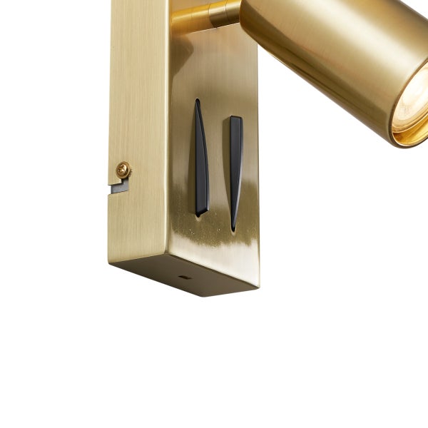 Messingfarbene Wandleuchte mit Schaltern