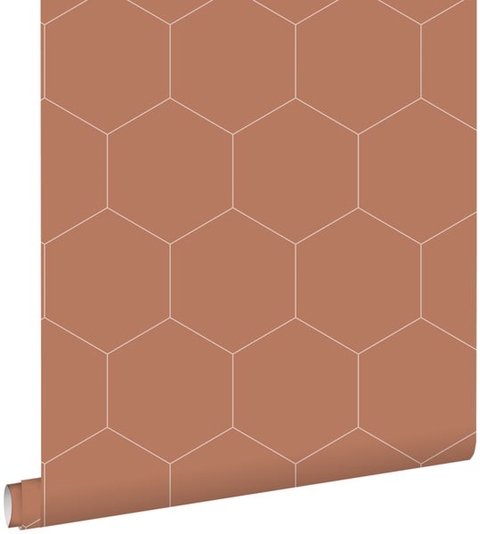 ESTAhome Tapete Wabenmuster Terrakotta - 53 cm x 10.05 m - 139376