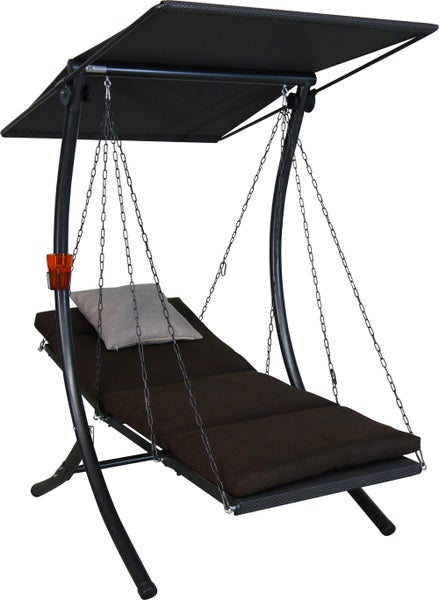 ANGERER Hollywoodschaukel 1-Sitzer Luxus Smart – Schaukel zum Sitzen, Liegen & Entspannen, 100 x 145 x 160 cm, inkl. Bett-Funktion, einfache Montage, Made in Germany, hochwertiger Stoff, coffee