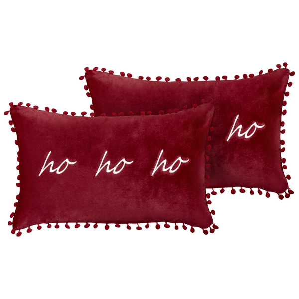 Dekokissen 2er Set MOCHI Samtstoff 30 x 50 cm Rot Weihnachtsmotiv