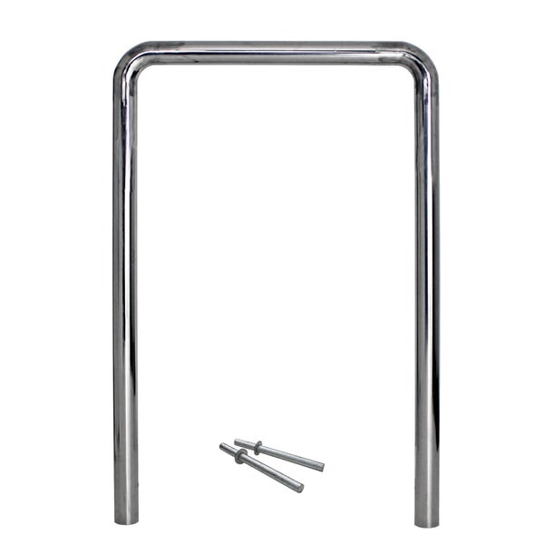 U-förmiger Fahrradständer aus Edelstahl inklusive Befestigungsmaterial zur Bodenmontage.