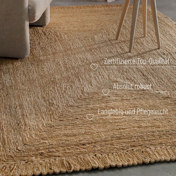 June Jute - Teppich - natürlich, handgewebt, schwer 80x150 cm