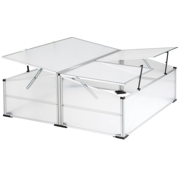 Doppel-Frühbeet tectake  Aufbau im Stecksystem aus Aluminium transparent