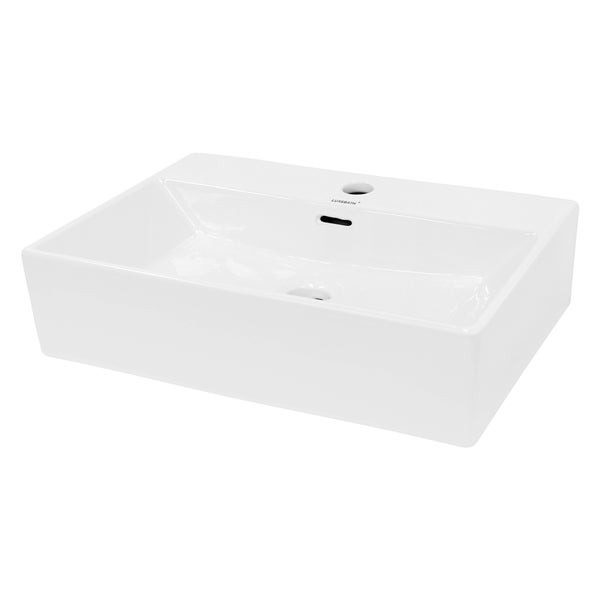 ECD Germany Waschbecken Waschtisch 515x360x130 mm aus Keramik Eckig Weiß - Aufsatzbecken Aufsatzwaschbecken Handwaschbecken Aufsatzwaschtisch Spülbecken Becken Wasserfall Waschschale Waschschüssel