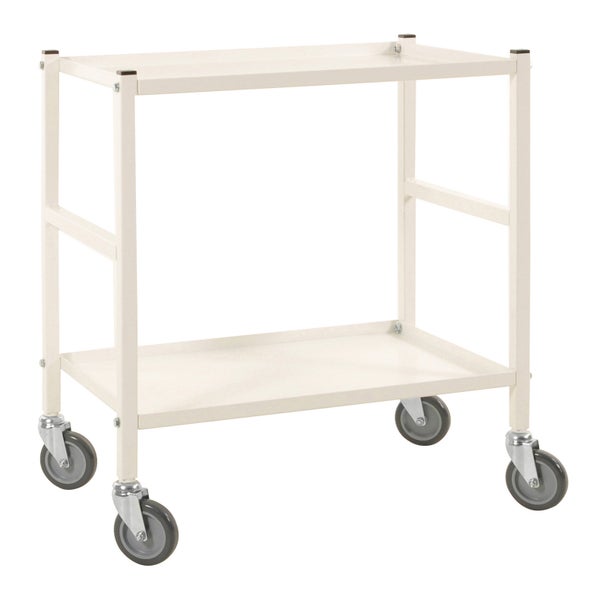 Servierwagen mit zwei Ablageflächen und Rollen