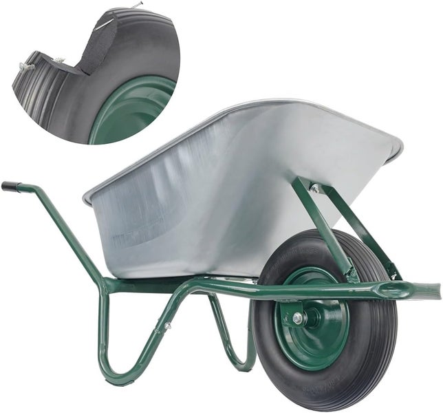 Schubkarre mit pannensicherem Rad und Metallmulde
