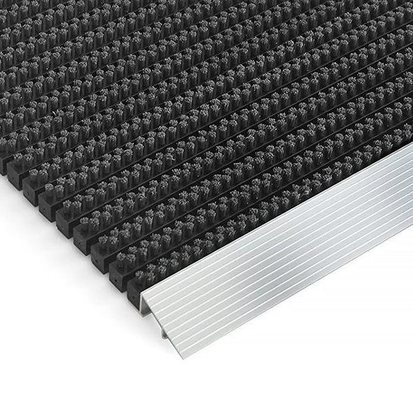 FLOORDIREKT Fußmatte - Profi Brush - Schmutzfangmatte mit Alu-Rahmen - Schwarz 60 x 90 cm