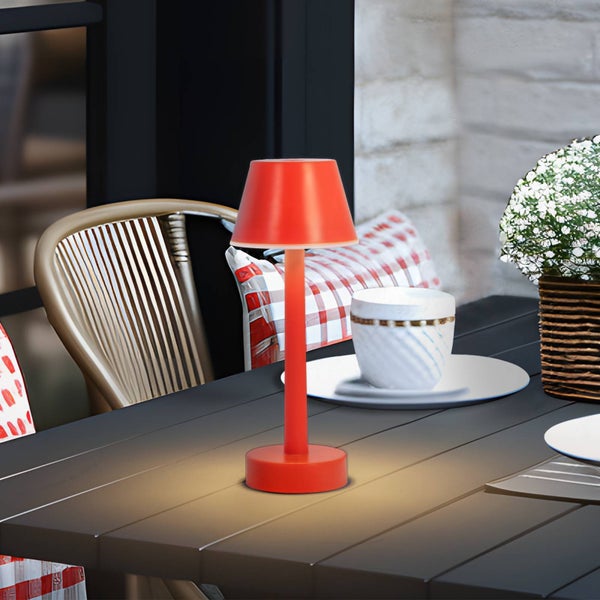 Lindby LED Akkutischlampe dimmbar, RGBW Funktion Akku Tischlampe kabellos mit Touchdimmer aufladbare tragbare Tischleuchte Akkulampe Garten IP44