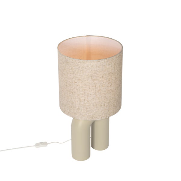 Beige Tischleuchte mit Stoffschirm für den Innenbereich