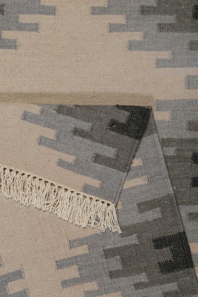 Kelim Teppich Beige Grau aus Wolle Belle Green Looop 200x290 cm