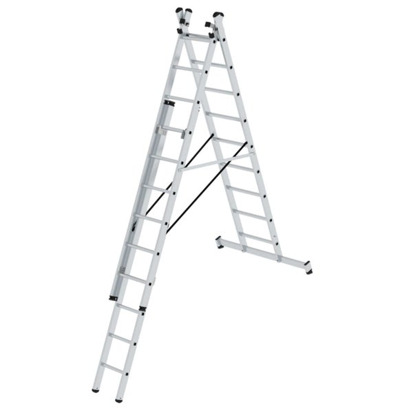 PROREGAL Mehrzweckleiter 3-Teilig mit Traverse 3 x 9 Sprossen