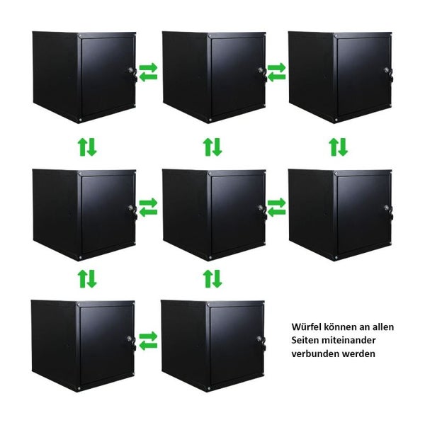 PROREGAL Mega Deal 4x Schließfachwürfel Cubic, HxBxT 35x35x35 cm, Schwarz