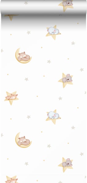 Sanders und Sanders Tapete Tiere Gelb und Weiß - 53 cm x 10 m - 640441