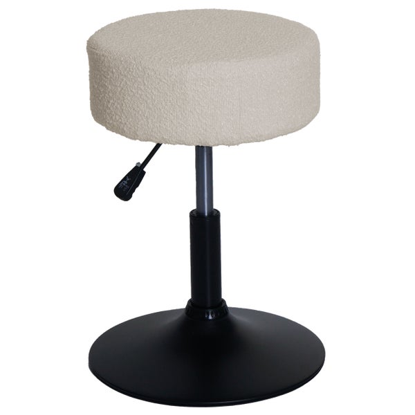 Höhenverstellbarer Hocker mit gepolstertem Sitz und schwarzem Fuß