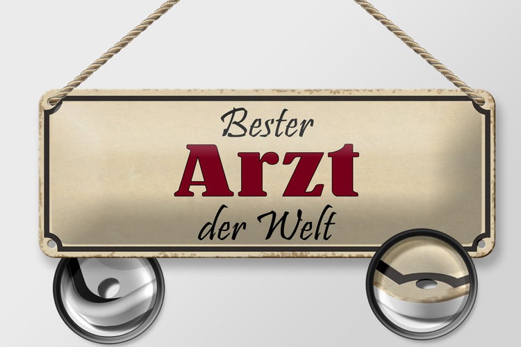 Blechschild Spruch 27x10cm bester Arzt der Welt Arbeit Dekoration