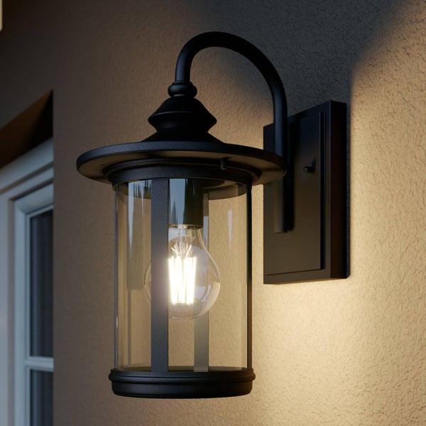 Lindby Wandlampe außen Laterne schwarz, Wandleuchte aussen Aussenleuchte IP23 Außenlampe 1x E27 ohne Leuchtmittel Außenbeleuchtung Hauswand Garten