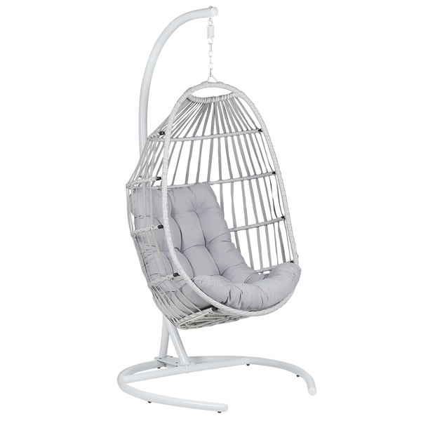 Hängesessel mit Gestell SESIA Polyrattan Hellgrau