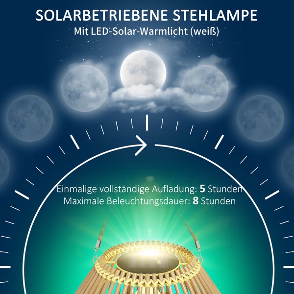 Outsunny Solarleuchte, Ø31 x 32Hcm, PE Rattan, Stahl, gelb
