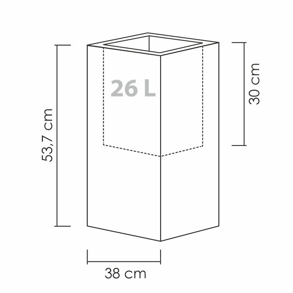 Scheurich C-Cube High 54, Hochgefäß/Blumentopf/Pflanzkübel, quadratisch,  aus Kunststoff Farbe: Stony Black, 38 cm Durchmesser, 53,7 cm hoch, 26 l Vol.